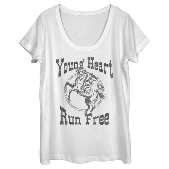 Women's Lost Gods Young Heart Run Free  Scoop Neck White Medium