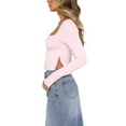 thumbnail image 4 of Caoirhny Women T-shirt, Long Sleeve Backless Solid Slit Ladies Crop Top Streetwear for Daily Party, 4 of 6