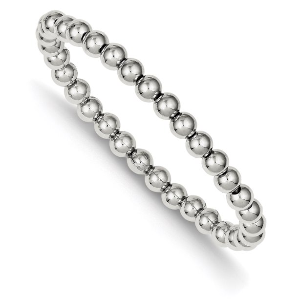 S M Diamonds Sterling Silver Polished Bead Stretch Bracelet (Weight