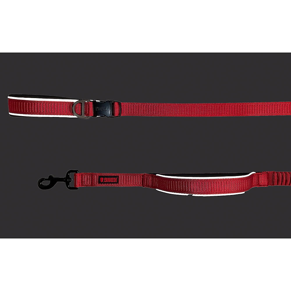 KONG Reflective Shock Absorbing Hands-Free Bungee Dog Leash 6' (Red)