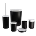 thumbnail image 6 of Modern 6-Piece Bathroom Accessory Set - Elegant Matte Black Finish with White Accents, Includes Trash Bin, Soap Dispenser, Toothbrush Holder, Tumbler Cup, Toilet Brush, Soap Dish, 6 of 7
