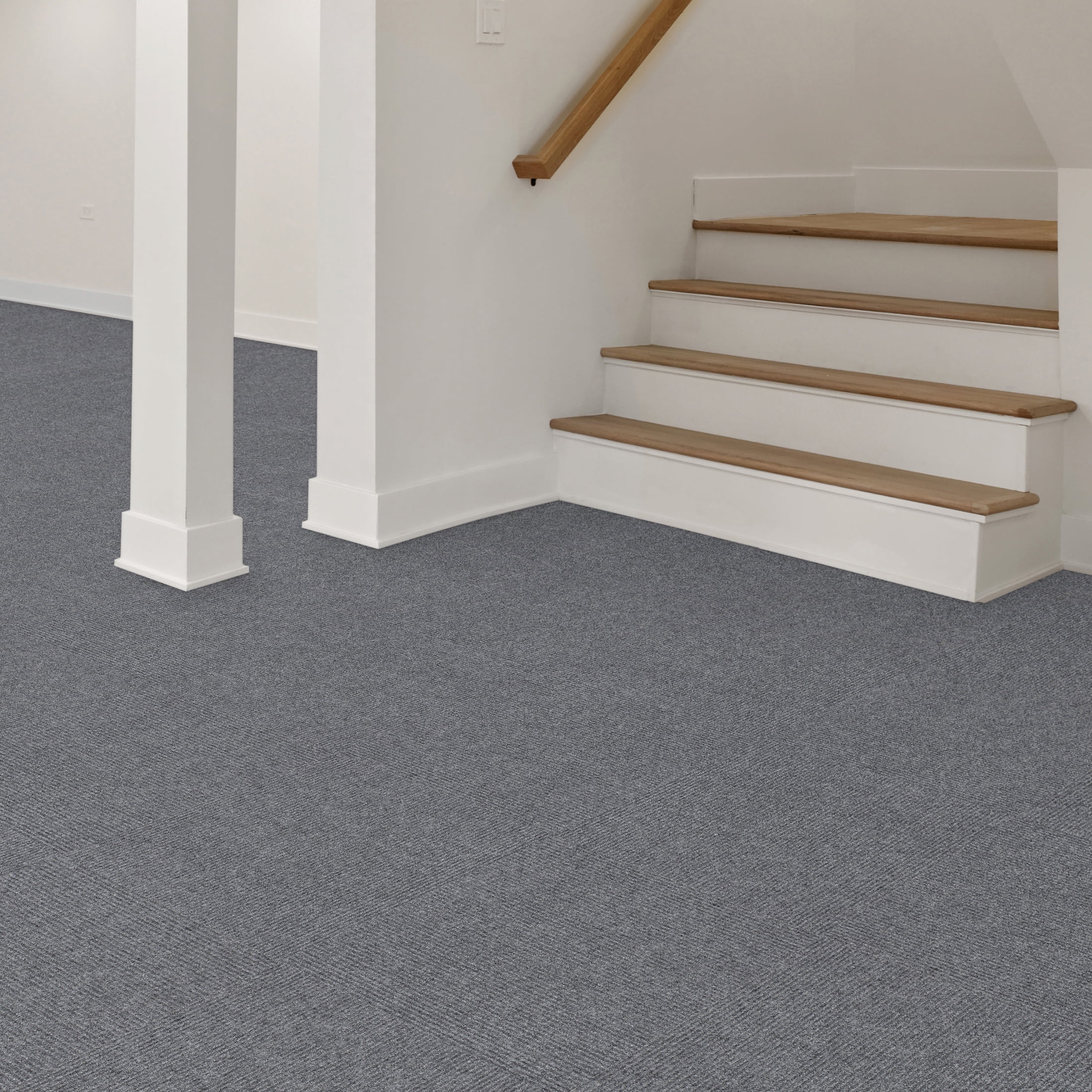 EAZY Floor French Broad Wide Wale Gray Residential 18 in. x 18 in. Peel and Stick Carpet Tile Square 22.5 sq. ft., for home office and versatile areas