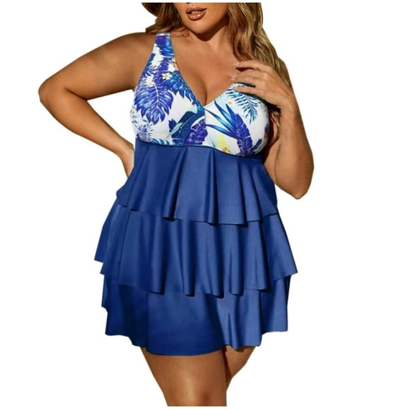 Pisexur Swimwear for Women Sexy and Lithe Plus Size Bathing Suit One Piece Lace V-neck Swim Dress Tummy Control Swimsuits Ruffle V Neck Swimwear(S-5XL)