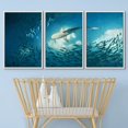 thumbnail image 2 of wall26 - 3 Piece Framed Canvas Wall Art - Shark and Small Fishes in Ocean - Nature Background - Modern Home Art Stretched and Framed Ready to Hang - 24"x36"x3 WHITE, 2 of 5