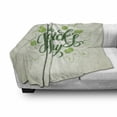 thumbnail image 2 of Clover Soft Flannel Fleece Throw Blanket, St Patrick's Day Calligraphy with Swirls and Shamrocks, Cozy Plush for Indoor and Outdoor Use, 60" x 80", Green Lime Green, by Ambesonne, 2 of 5