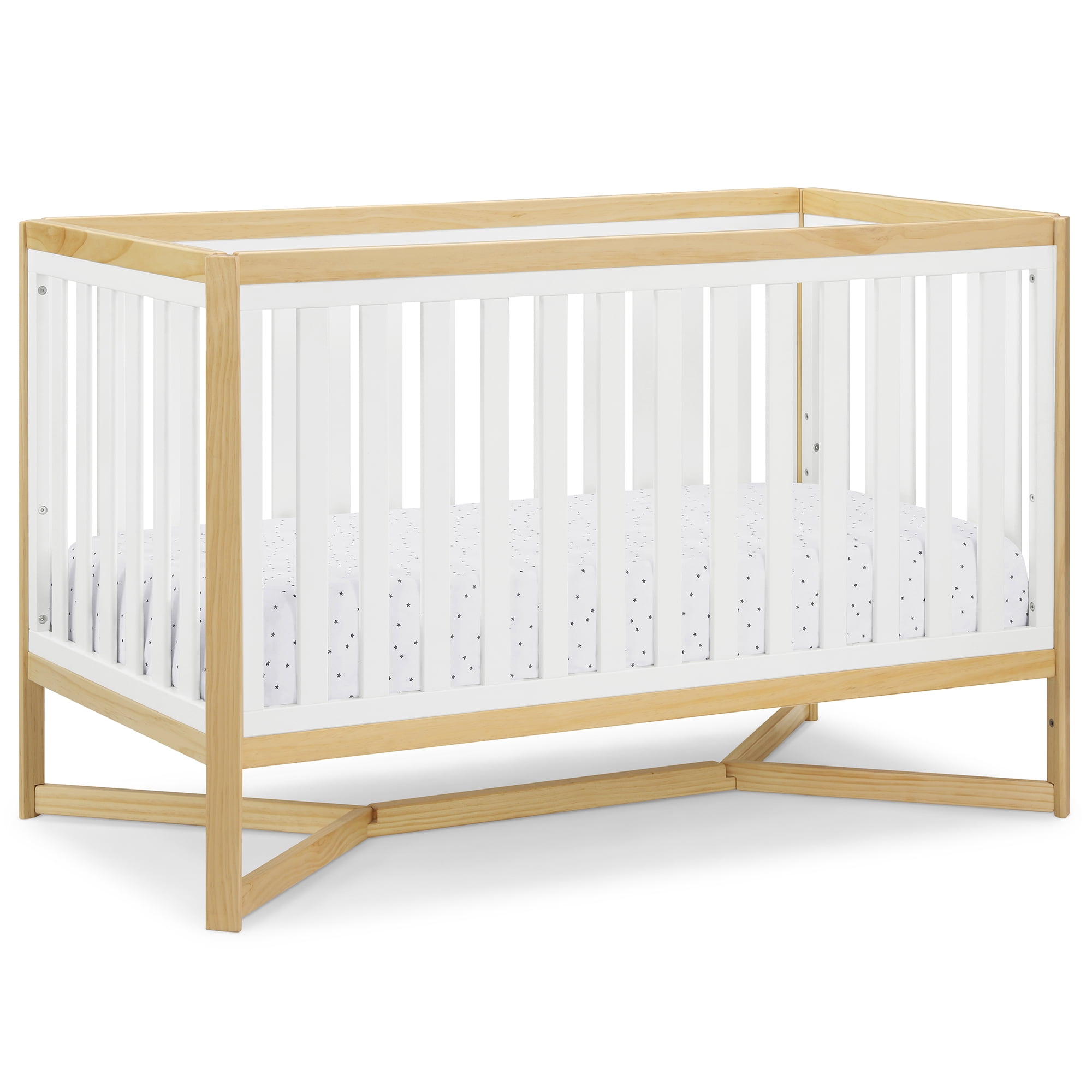 Delta Children Tribeca 4-in-1 Convertible Baby Crib, Greenguard Gold Certified, Bianca White w/Natural