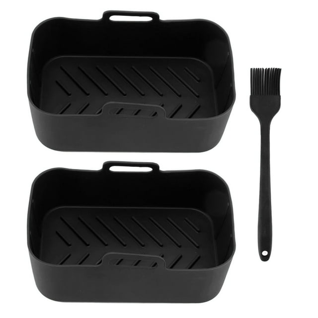 Lot de 2 paniers rectangulaires en silicone pour friteuse Ninja DZ201 Foodi 8QT Noir