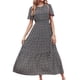 thumbnail image 1 of Txlixc Vestido largo para mujer, cuello redondo, manga corta, cintura elástica, estampado floral, estilo bohemio, vestidos casuales Txlixc  Estilo de ocio, 1 of 4