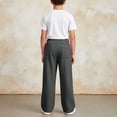 thumbnail image 6 of LRen Uniform Pants for Girls Wide Leg High Waisted with Pocket School Uniform Trousers Back To School Clothes for Teen Girls,GY1,7-8 Years, 6 of 7