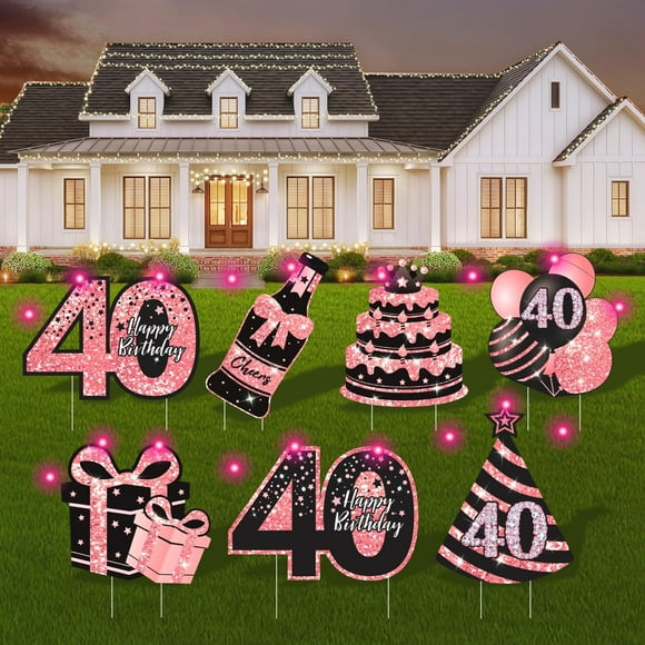 Letreros de cumpleaños ComboJoy, 7 unidades, LED 40º para mujer