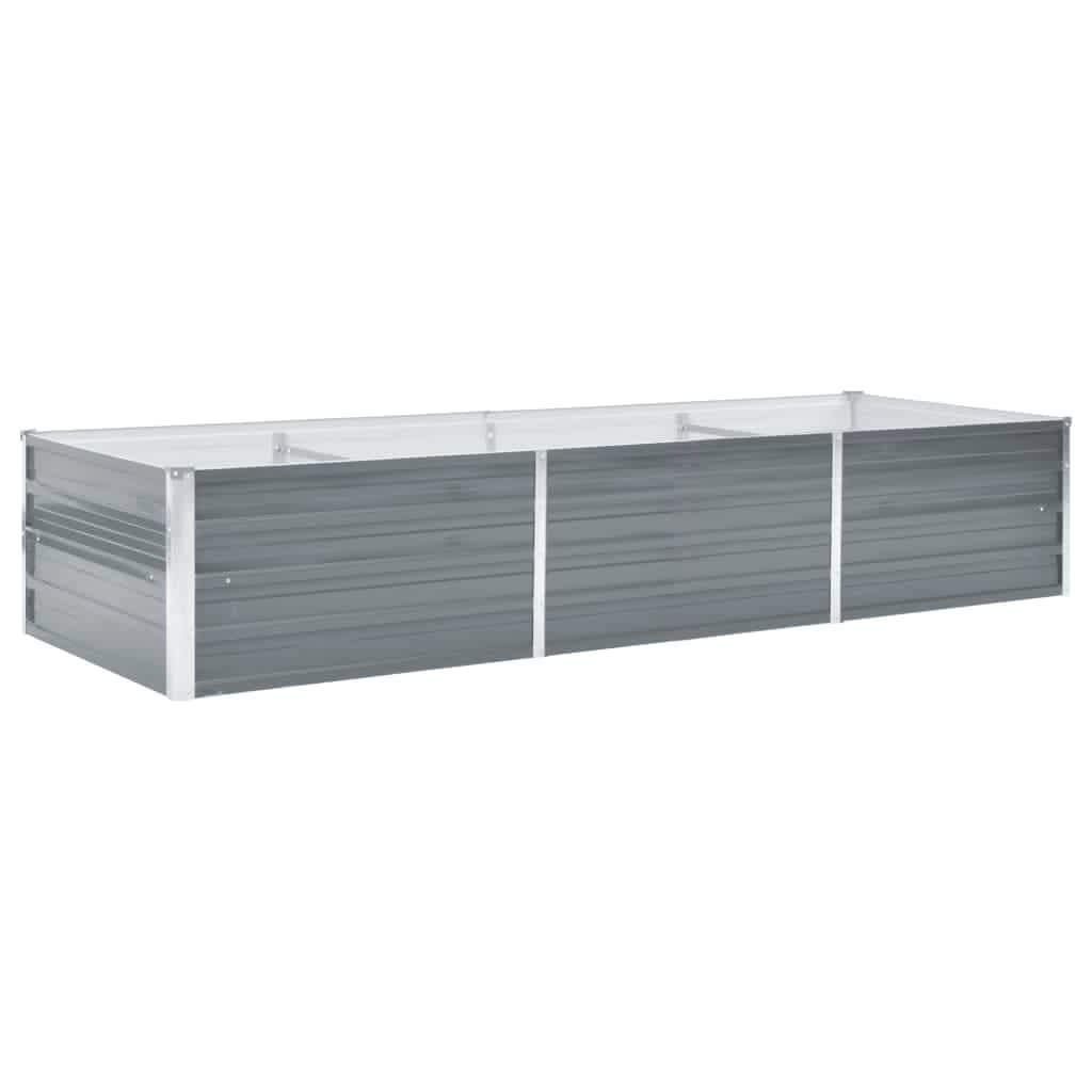 vidaXL Raised Garden Bed Flower Bed Galvanized Steel Outdoor Planter Gray