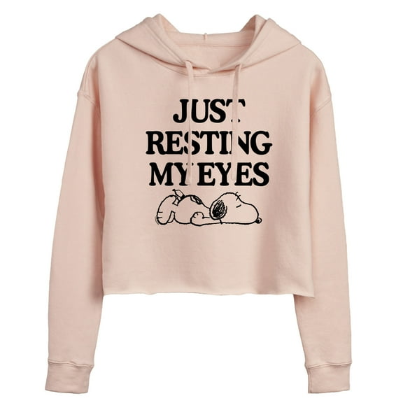 Peanuts - Resting My Eyes Snoopy - Juniors Cropped Pullover Hoodie