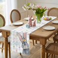 thumbnail image 4 of Happy Easter Table Runner 120 Inches Long for Kitchen Dining, Spring Rabbits Polka Dots Gray Plaid Dresser Scarf Farmhouse, Dining Table Decorations for Wedding/Parties, 13 x 120 In, 4 of 8
