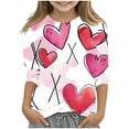thumbnail image 2 of Spazoro Toddler Girls 3/4 Sleeve Shirts, Casual Spring and Fall Love Print Round Neck Fashionable Tops for Girls Multicolor Size 3-4T, 2 of 5