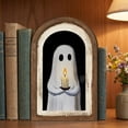 thumbnail image 2 of Qocolcyl Halloween Ghost Wooden Double Layer Arch Frame Sign, Vintage Spooky Ghost Tabletop Ornament Wall Hanging Decor, Indoor Outdoor Farmhouse Fall Thanksgiving Home Party Mantel Shelf Decorations, 2 of 6