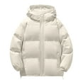 thumbnail image 2 of QHRMKOG Men Coats Winter Warm Thicken Puffer Jackets Waterproof Hooded Jacket Trendy Cotton-Padded Coat Beige XL, 2 of 4