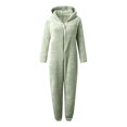 thumbnail image 6 of CCRFTGI Kids Girls Boys Onesie Fleece Hooded Long Sleeve Onesie Pajamas Fuzzy Winter Zip Up Jumpsuit Soft Warm Loungewear Green 5-14Years, 6 of 6