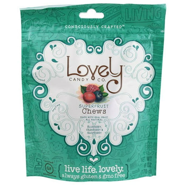 Lovely Candy Co Superfruit Chews Blueberry Cranberry & Raspberry 6