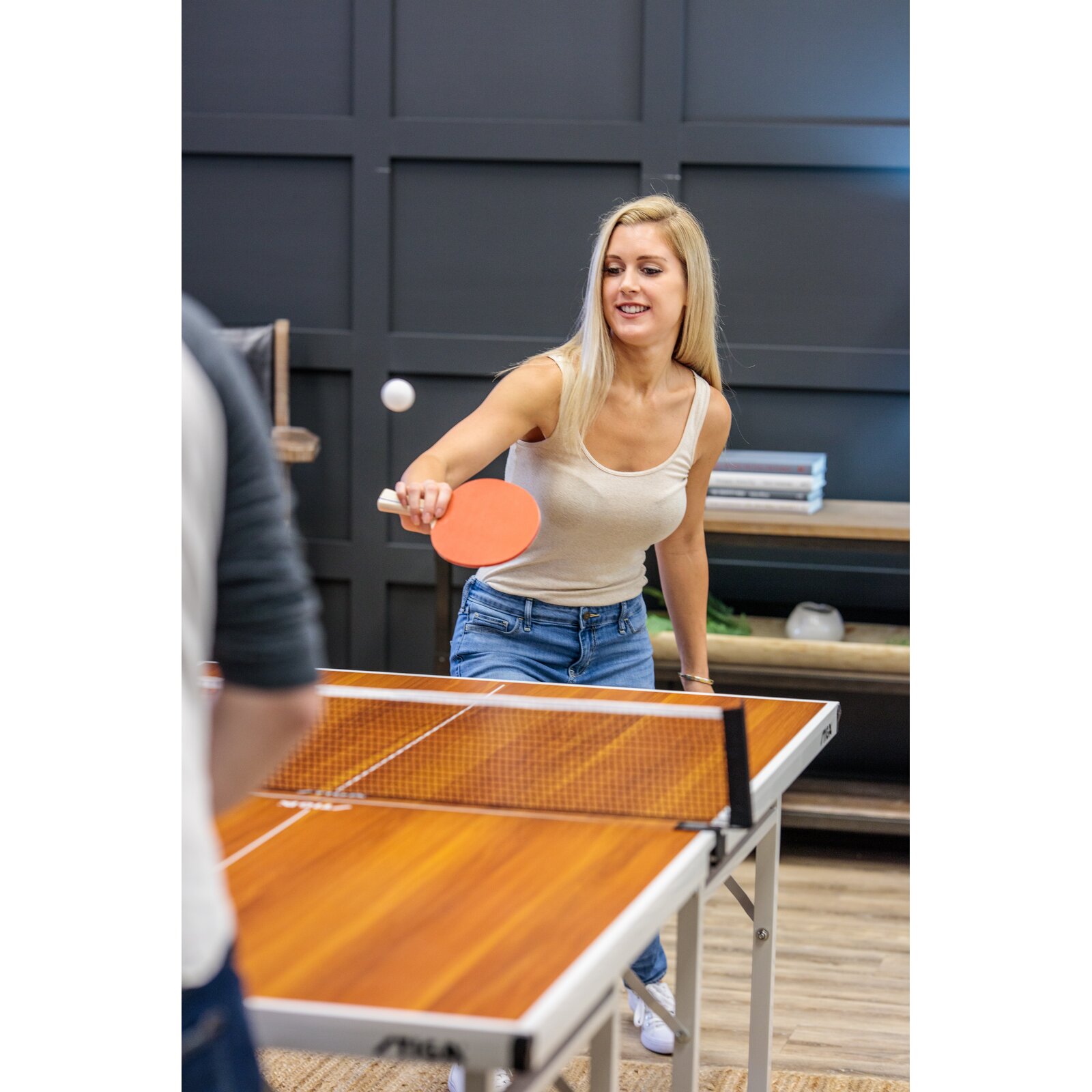 Space Saver Indoor Table Tennis Table, Foldable, Separate table halves