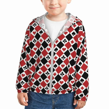 

Sun Hoodie for Kids Playing Cards Long Sleeve Swim Fishing Shirts Sun Protection Zip Up Jacket Clothing Athletic Hoodie