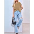 thumbnail image 5 of Women'S Summer Cropped Sweater Vest Trendy Cap Sleeve Crop Tops Crew Neck Loose Knit Tank Top Khaki L, 5 of 7