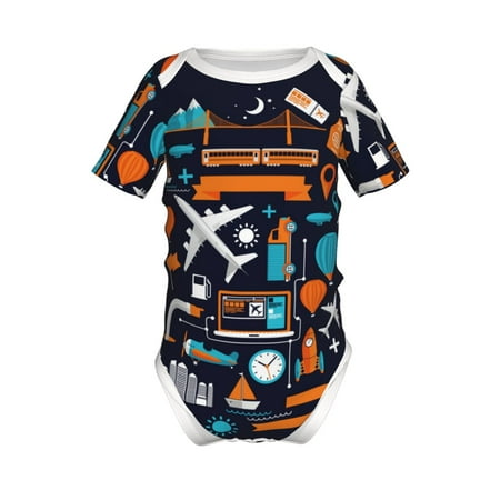 

Yiaed Creative Transport Print Infant Climbing Short Sleeve Onesie One-Piece Baby Bodysuit Clothes 0-12 Months -3 Months