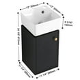 thumbnail image 5 of Tcbosik 12 inch Vanity Cabinet with Ceramic Sink for Small Space, Floating Storage Cabinet with Soft Close Door for Bathroom, Black, 5 of 7