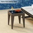 thumbnail image 4 of Kinbor Outdoor Furniture Patio Table Wicker Coffee Table, Square End Table Tempered Glass Top with Storage, Sesame Color, 4 of 9