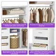 thumbnail image 6 of Homieasy 6-9 FT Closet System with Corner, Walk in Closet System with 6 Drawers, 6 Hanging Rods, and Open Storage Shelves, L-Shaped Heavy Duty Wardrobe Closet for Bedroom/Closet/Apartment, White, 6 of 8