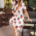 thumbnail image 6 of Bixox Women's Short Sleeve Summer Dress Loose Swing Knee Length Dresses with Pockets-Hand Drawn Strawberry, 6 of 7