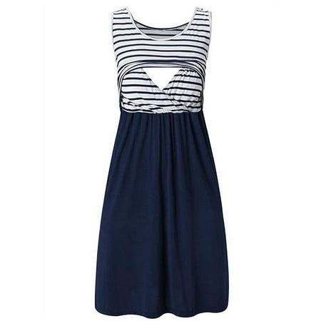 

LAPA Women s Maternity Sleeveless Scoop Neck Nursing Breastfeeding Tank Dress