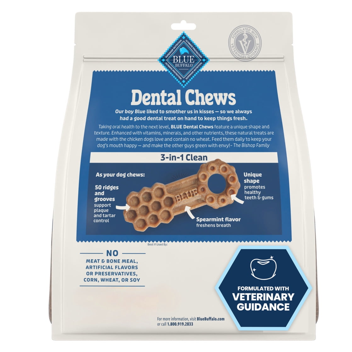 Blue Buffalo Small Dental Chews, Daily Dental Care Dog Treats, Chicken & Spearmint (84 Count)