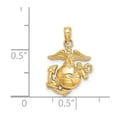 thumbnail image 2 of DewberryDiamonds 14k Yellow Gold High Polished / Textured Small Marine Corps Charm Pendant (Weight : 1.22 g Length : 14.7 mm, Width : 14.7 mm), 2 of 5