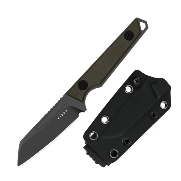 Kizer Phasmids EDC Fixed Knife AEB-L Blade Chocolate Glacier Handle With Sheath 1079A2 Camping Lightweight