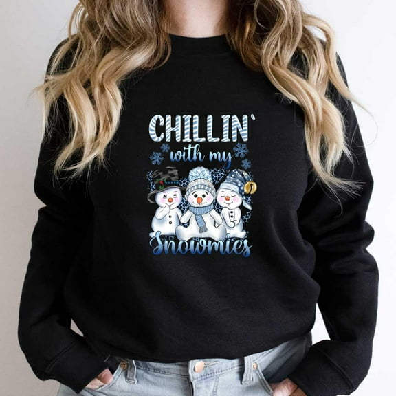 Chillin' With My Snowmies Funny Christmas Holiday Graphic SW8726 Unisex Sweatshirt, Up to Size 5XL