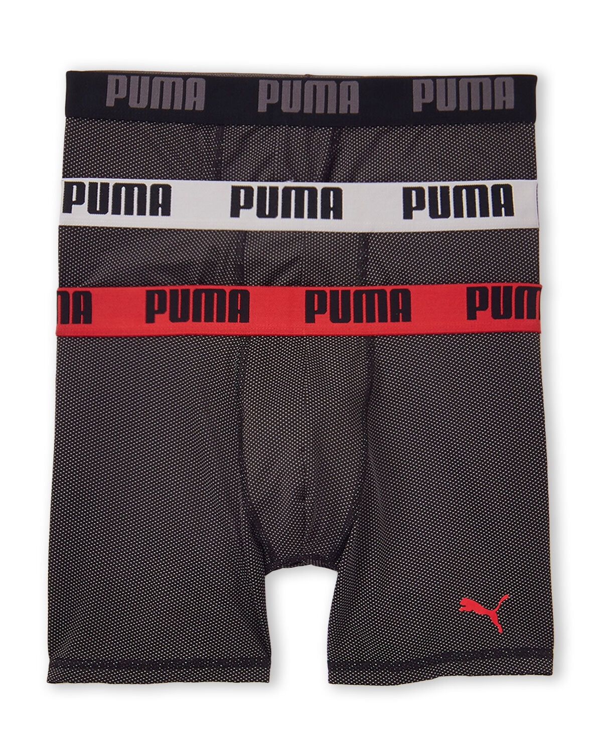 PUMA MEN'S 3 PACK BOXER BRIEF 1598 BLACK RED MEDIUM AIR MESH