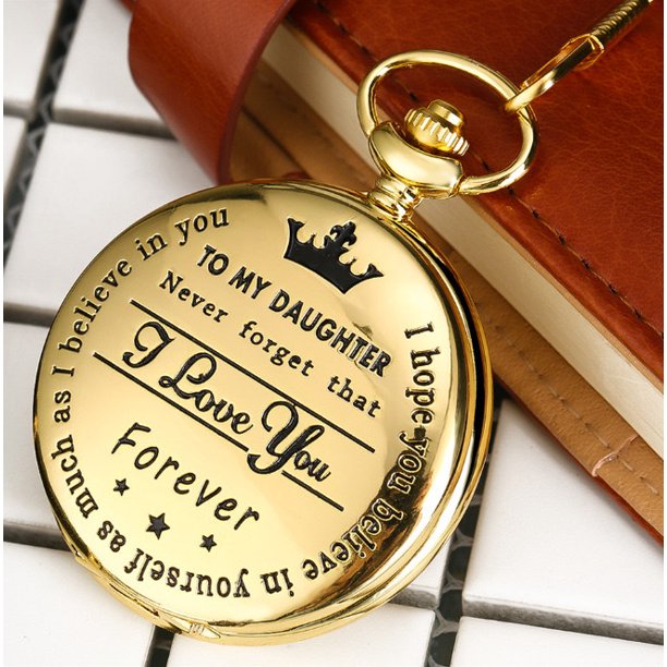 Collar de reloj de bolsillo con texto en inglés, letras de moda europea y americana, reloj de bolsillo de cuarzo, regalo, joyería, llavero