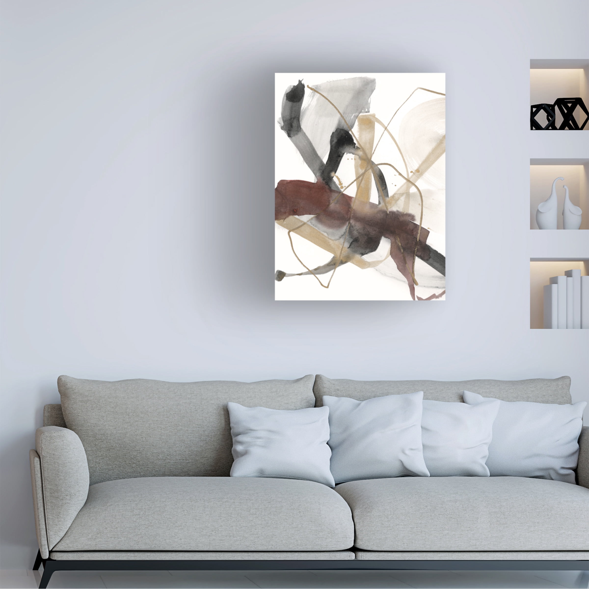 Trademark Fine Art Jennifer Goldberger Burgundy Interjection I Canvas Wall Art - 18x24