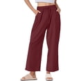 thumbnail image 1 of Liquidation de Pantalons pour Femmes! Pantalons en Lin à Rayures pour Femmes, Décontractés, à Jambe Grand, Pantalons Raccourcis, Coton et Lin, Taille Élastique, Légers, Pantalons d'Été, 1 of 7