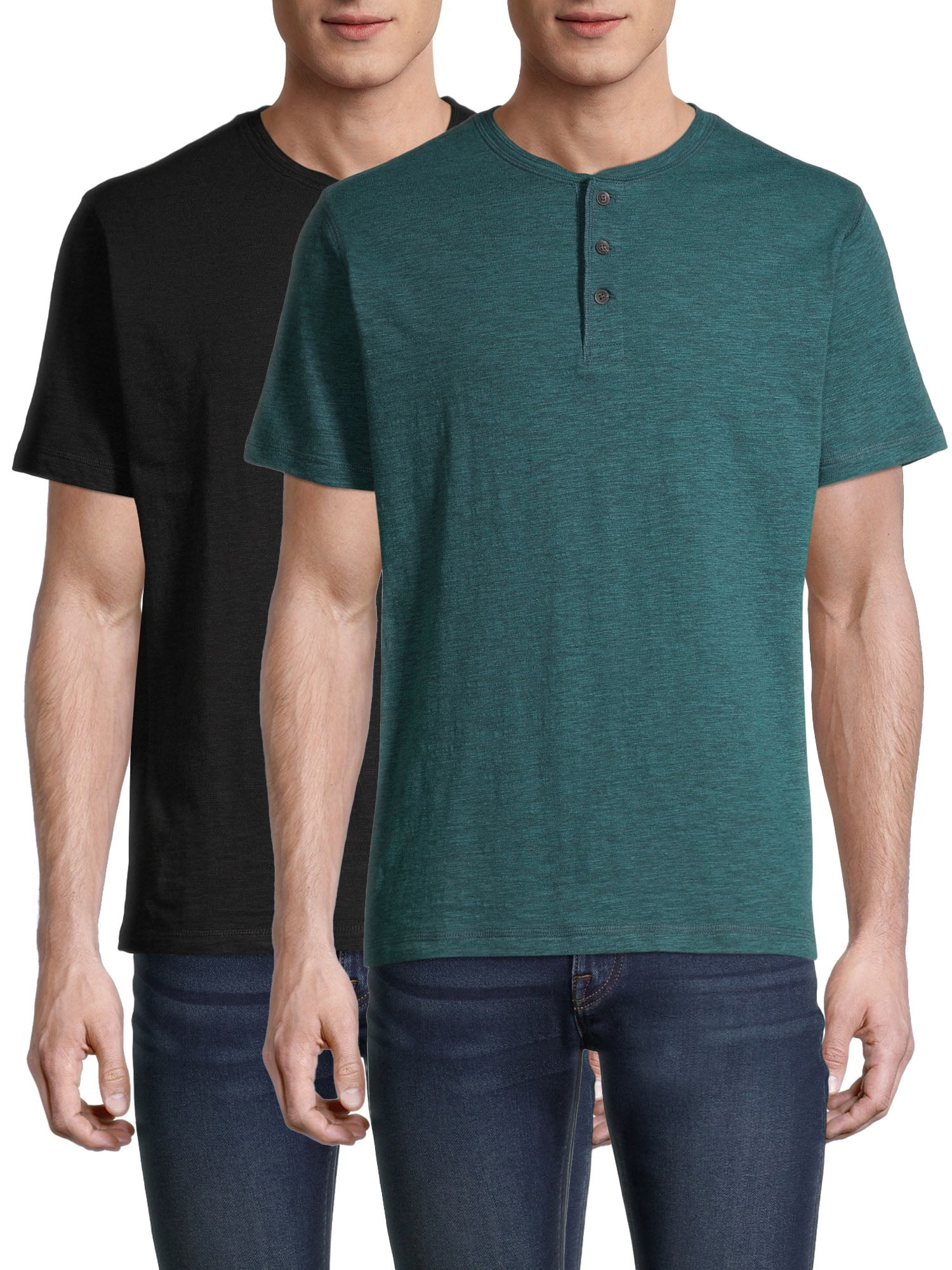 Men's Short Sleeve Textured Henley 2 Pack