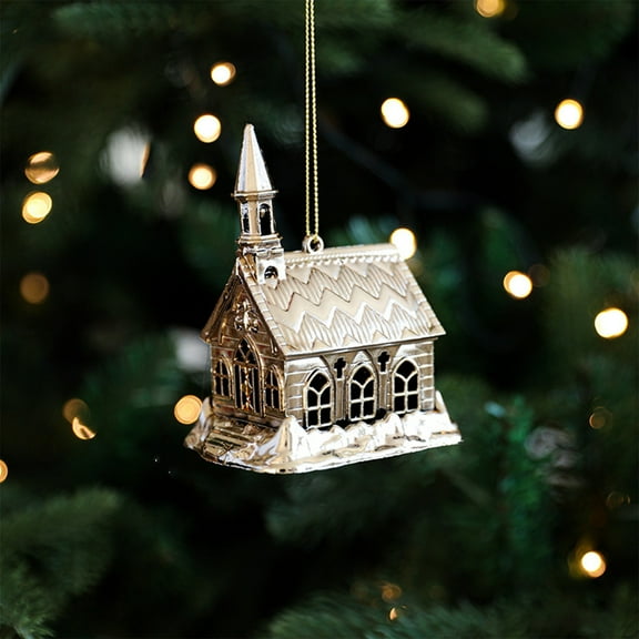 Christmas Decorations Indoor Christmas Plated Castle Pendant Christmas Tree Ornament Christmas Day Living Room Ambiance Decoration Outdoor Decor