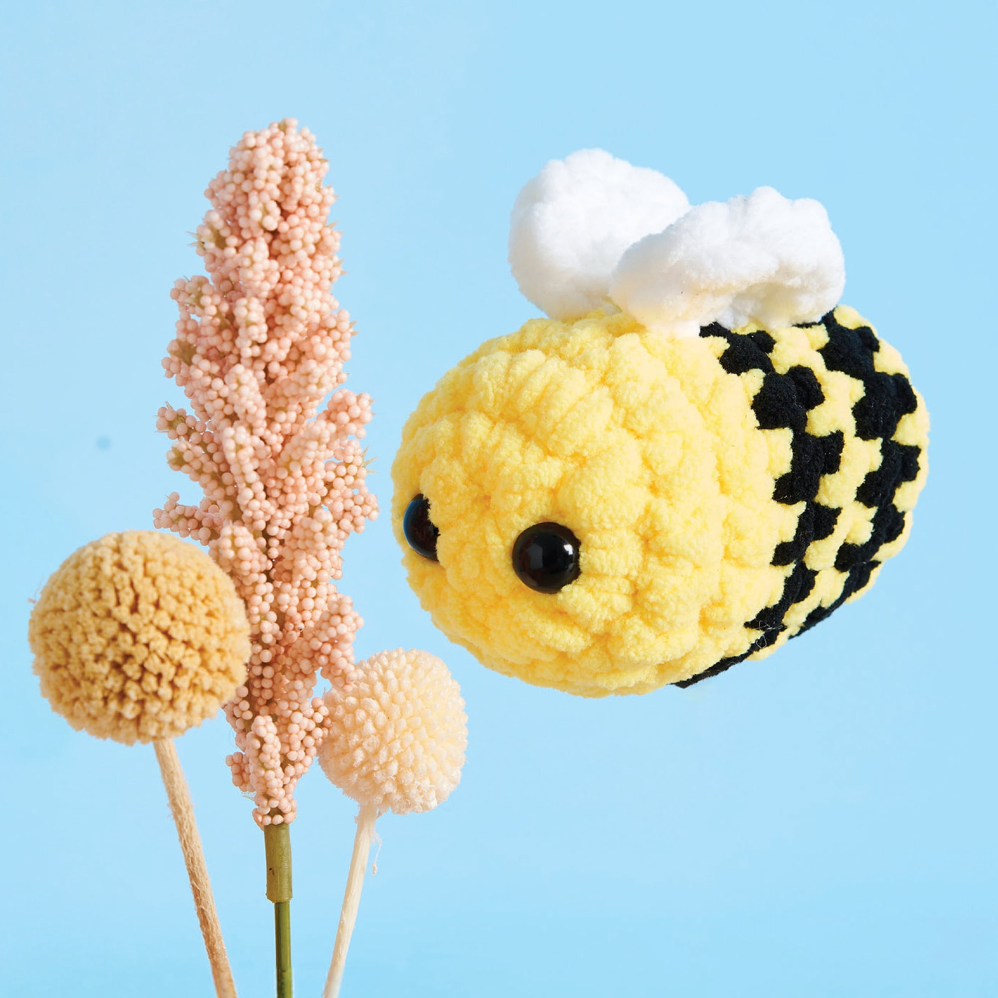Craft Maker: Too Cute - Crochet Plushies - DIY 3 Plush Animals, Adult Craft Kit, Chenille Yarn, Hook, Stuffing, Safety Eyes, Guide Book, Art Activity