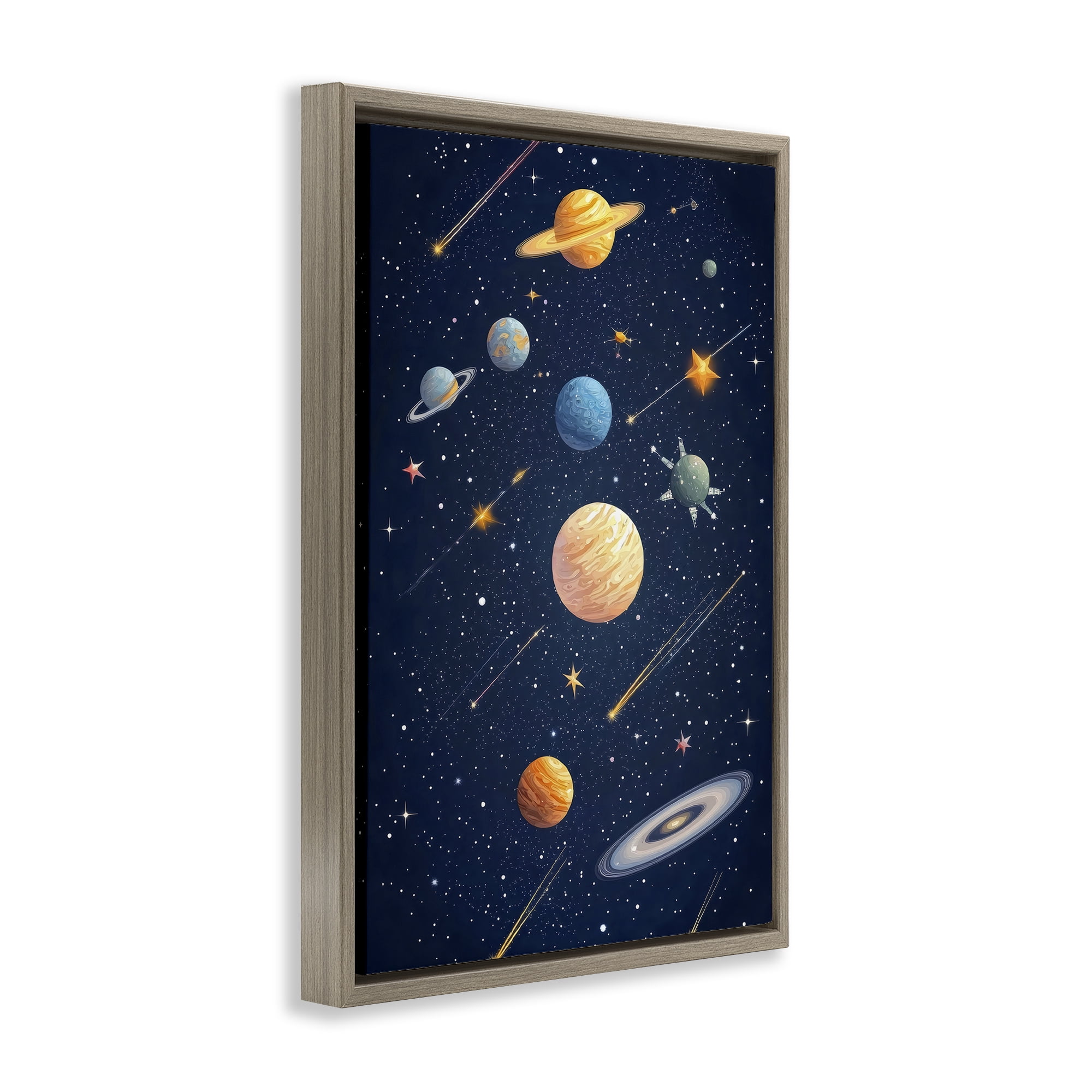 Stupell Industries The Galaxy Composition Brown Framed Floater Canvas Wall Art, design by Creative Studio
