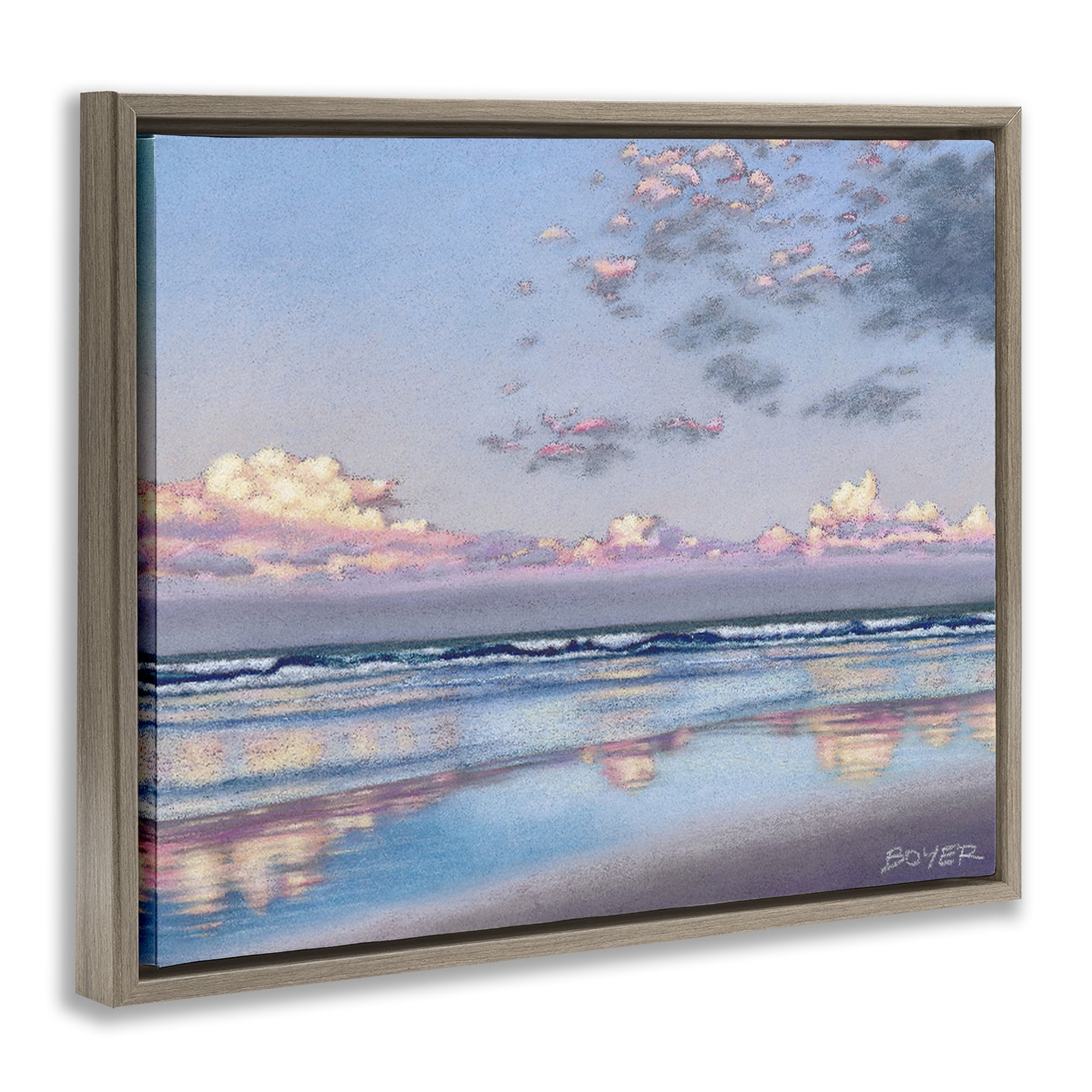 Stupell Industries Nature's Poetry Seascape Brown Framed Floater Canvas Wall Art, design by Susy Boyer