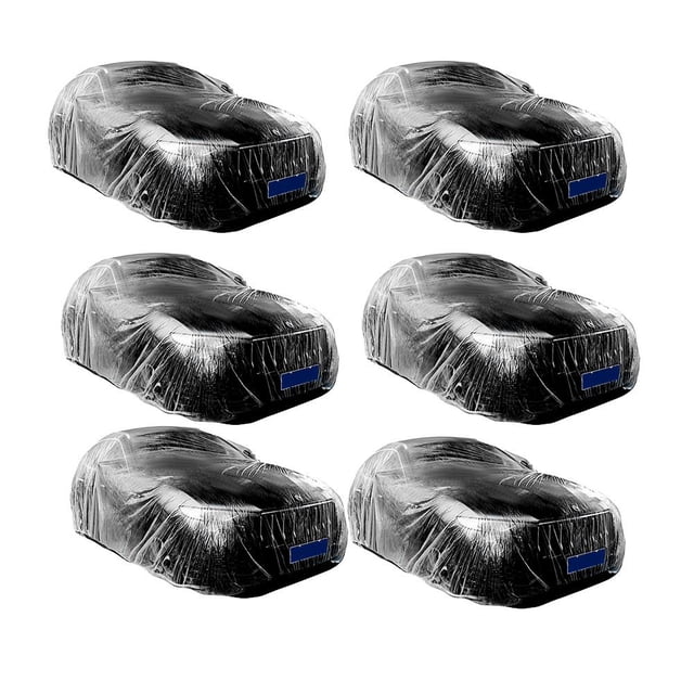 Daily Mix Store 3Pack Universal Plastic Car Cover, Disposable Waterproof Dustproof Full Elastic Full Covers,Plastic Cover with Car