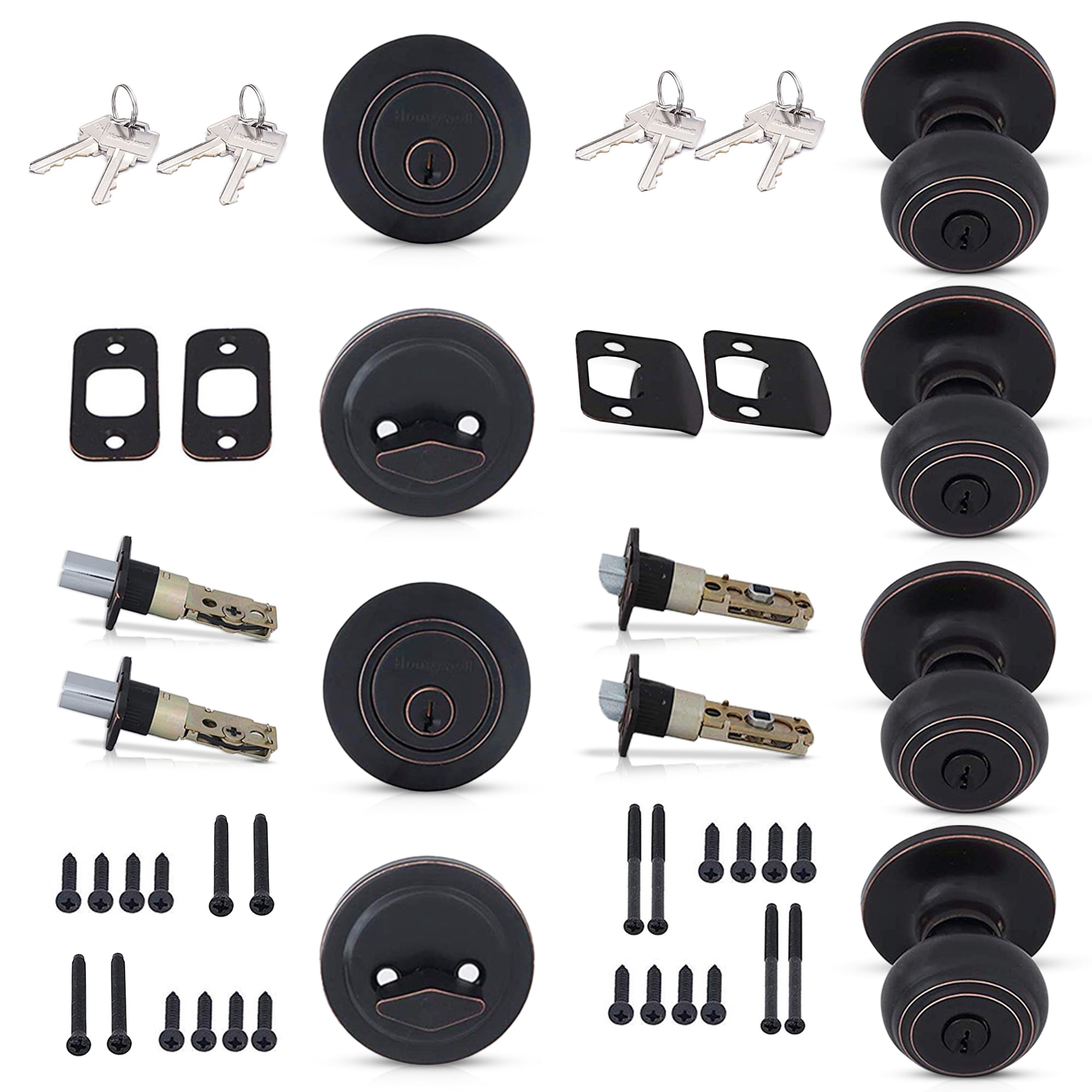 Honeywell Classic Knob Home Security Kit Door Lock, Oil-Rubbed Bronze
