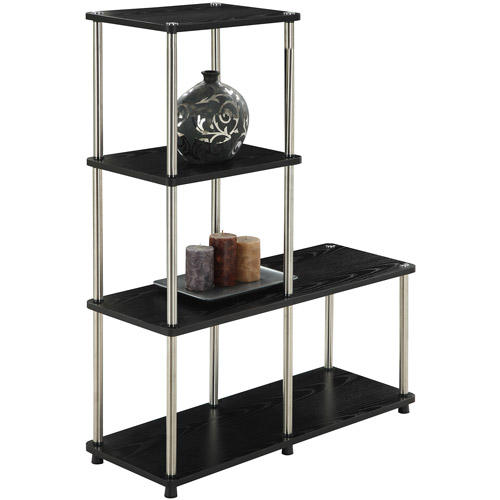 Designs 2 Go Multi-Level Bookcase, Black and Silver
