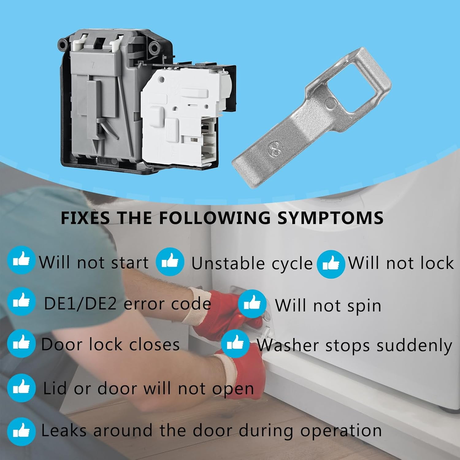 EBF61315802 Washer Door Lock Switch & MFG63099101 Washer Door Lock Strike Assembly Compatible with LG Kenmore Washing Machine Door Switch (2 PACKS)