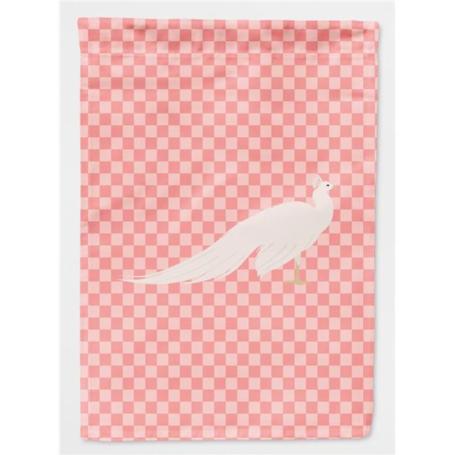 Carolines Treasures BB7926CHF Drapeau de Maison en Toile à Carreaux Roses Paon Blanc
