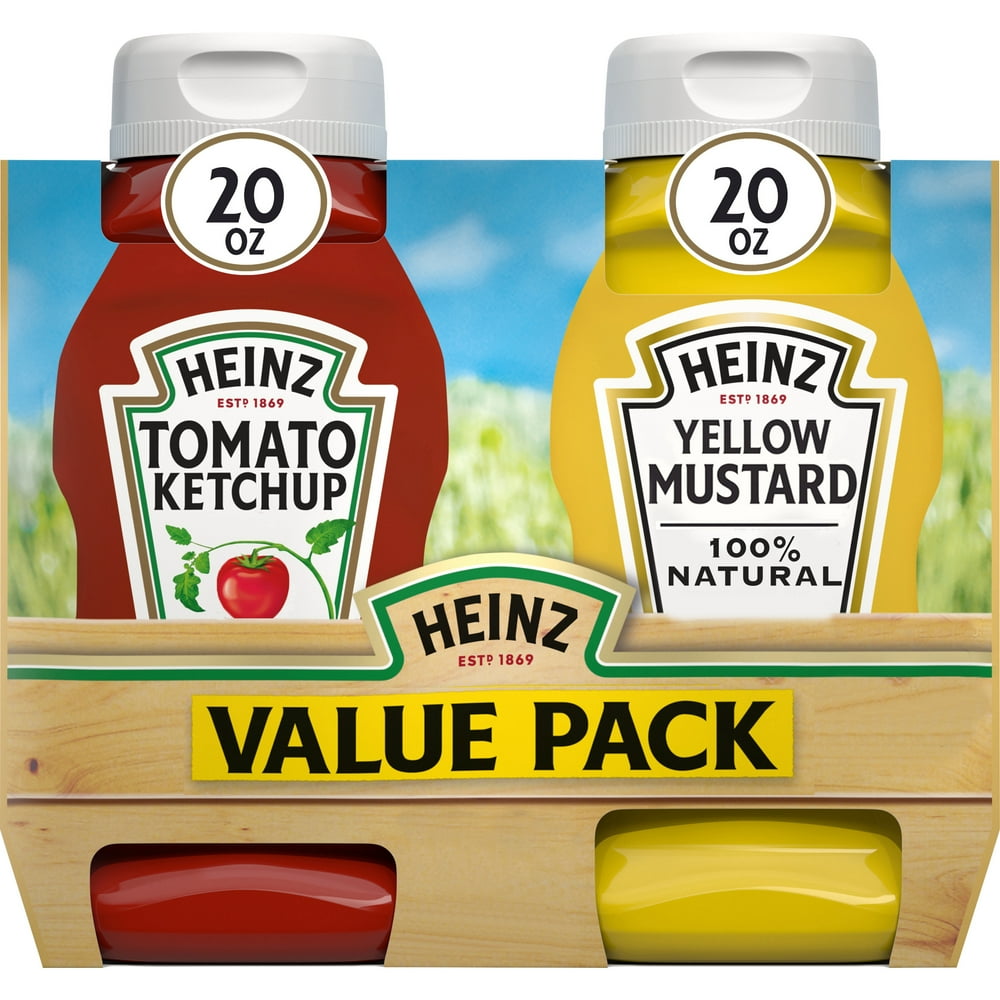 Heinz Tomato Ketchup & 100 Natural Yellow Mustard Value Pack, 2 ct